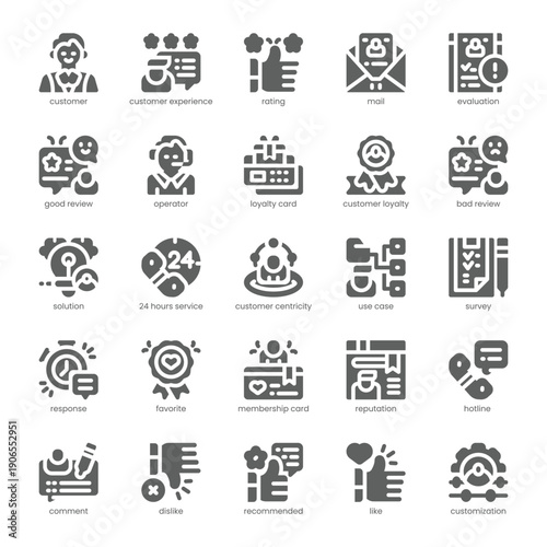 Customer Experience Icon pack for your website, mobile, presentation, and logo design. Customer Experience Icon solid design. Vector graphics illustration and editable stroke.