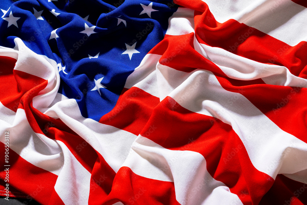 Fototapeta premium Full frame shot of crumpled america's flag with stars and stripes
