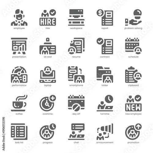 Employee Icon pack for your website, mobile, presentation, and logo design. Employee Icon solid design. Vector graphics illustration and editable stroke.