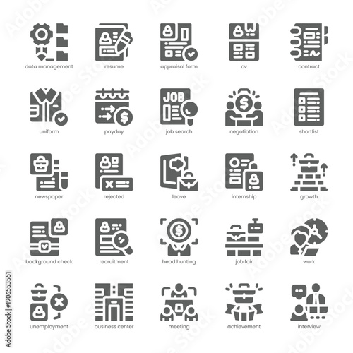 Employment Icon pack for your website, mobile, presentation, and logo design. Employment Icon solid design. Vector graphics illustration and editable stroke.