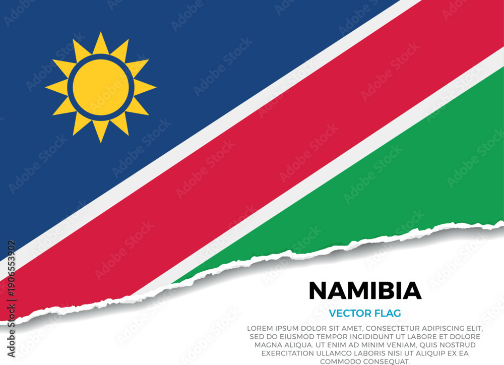 Fototapeta premium Flag of Namibia. Creative Torn Paper Edge Effect on transparent background