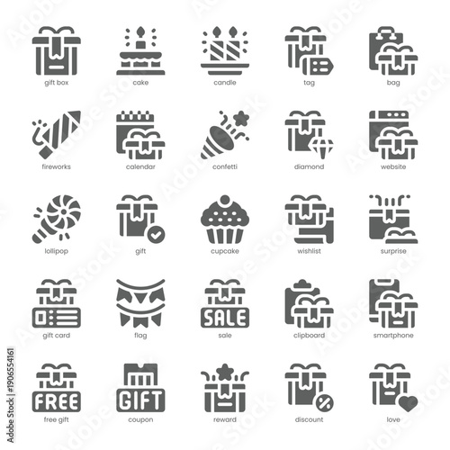 Gift Giving Icon pack for your website, mobile, presentation, and logo design. Gift Giving Icon solid design. Vector graphics illustration and editable stroke.