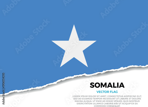 Flag of Somalia. Creative Torn Paper Edge Effect on transparent background