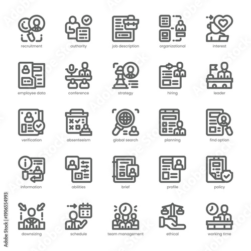Human Resource Icon pack for your website, mobile, presentation, and logo design. Human Resource Icon outline design. Vector graphics illustration and editable stroke.