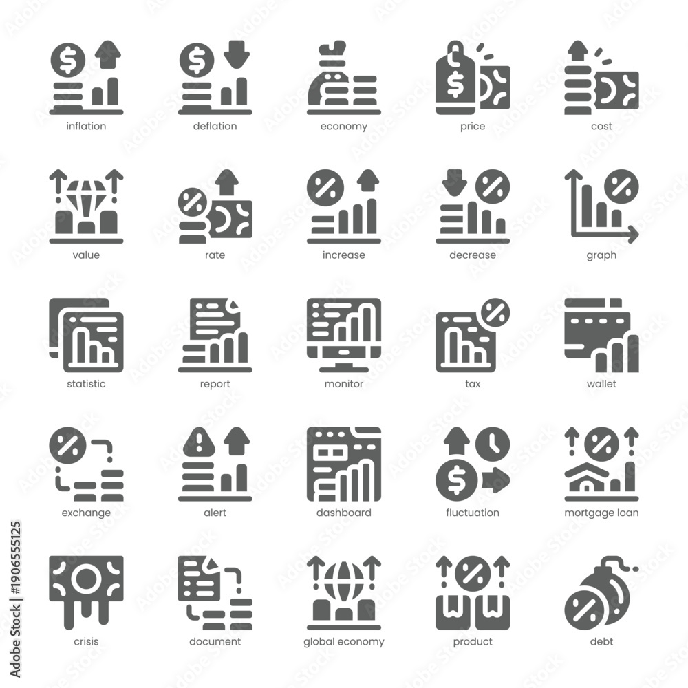 Fototapeta premium Inflation Tracker Icon pack for your website, mobile, presentation, and logo design. Inflation Tracker Icon solid design. Vector graphics illustration and editable stroke.