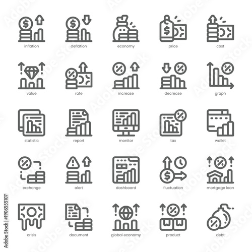 Inflation Tracker Icon pack for your website, mobile, presentation, and logo design. Inflation Tracker Icon outline design. Vector graphics illustration and editable stroke.