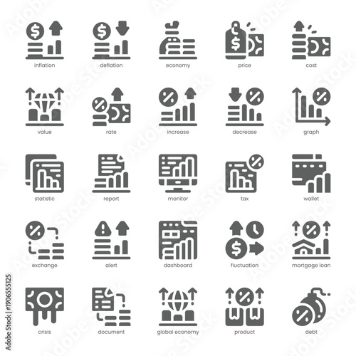 Inflation Tracker Icon pack for your website, mobile, presentation, and logo design. Inflation Tracker Icon solid design. Vector graphics illustration and editable stroke.