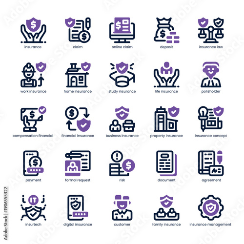 Insurance Claim Icon pack for your website, mobile, presentation, and logo design. Insurance Claim Icon dual tone design. Vector graphics illustration and editable stroke.