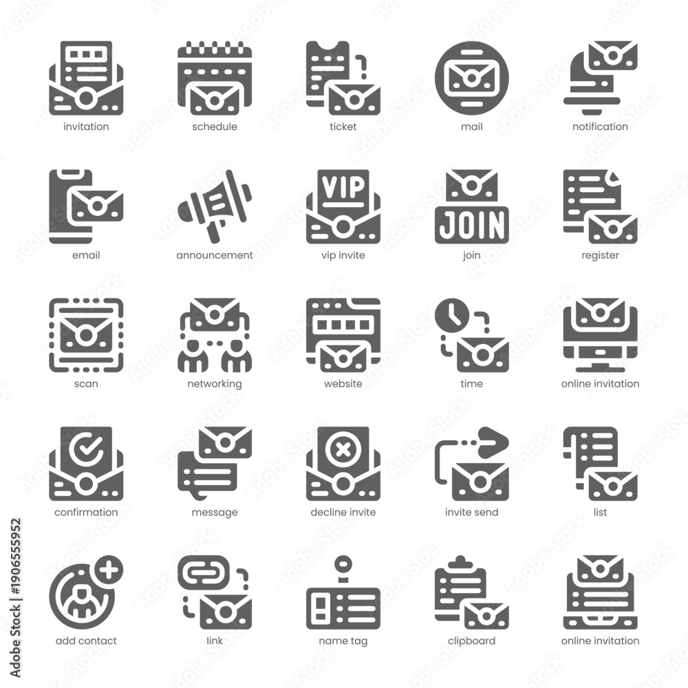 Fototapeta premium Invitation Icon pack for your website, mobile, presentation, and logo design. Invitation Icon solid design. Vector graphics illustration and editable stroke.