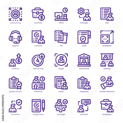 Outsourcing Icon pack for your website, mobile, presentation, and logo design. Outsourcing Icon line basic color design. Vector graphics illustration and editable stroke.