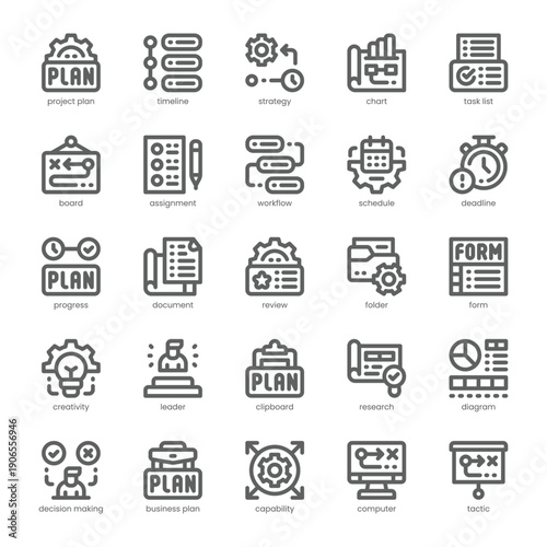 Project Planning Icon pack for your website, mobile, presentation, and logo design. Project Planning Icon outline design. Vector graphics illustration and editable stroke.