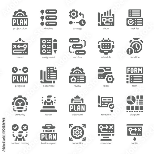 Project Planning Icon pack for your website, mobile, presentation, and logo design. Project Planning Icon solid design. Vector graphics illustration and editable stroke.