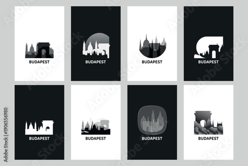 Photography Budapest skyline vector logos, icon set