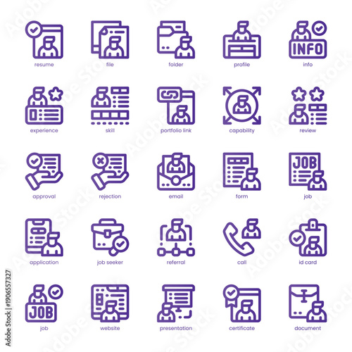 Resume Icon pack for your website, mobile, presentation, and logo design. Resume Icon line basic color design. Vector graphics illustration and editable stroke.