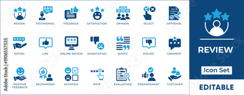Customer Review Feedback Rating Testimonial Vector Icon Set