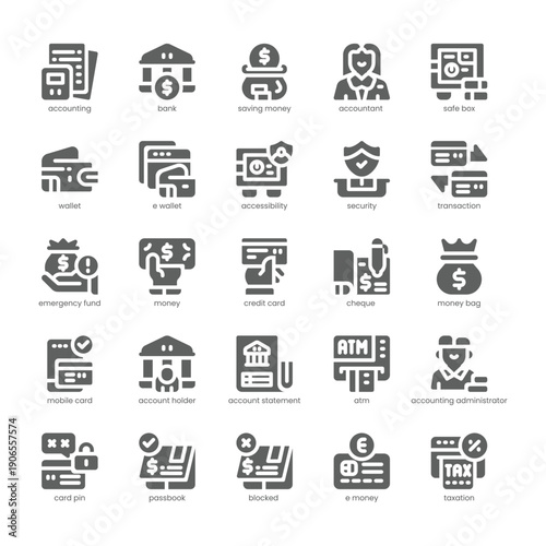 Savings Account Icon pack for your website, mobile, presentation, and logo design. Savings Account Icon solid design. Vector graphics illustration and editable stroke.