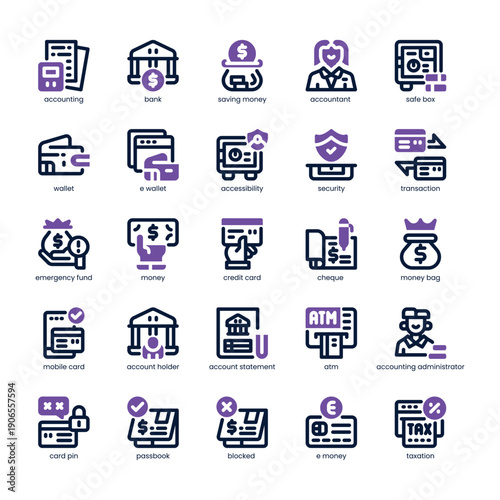 Savings Account Icon pack for your website, mobile, presentation, and logo design. Savings Account Icon dual tone design. Vector graphics illustration and editable stroke.