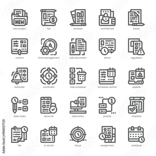 Task Deadline Icon pack for your website, mobile, presentation, and logo design. Task Deadline Icon outline design. Vector graphics illustration and editable stroke.