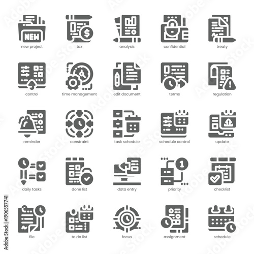 Task Deadline Icon pack for your website, mobile, presentation, and logo design. Task Deadline Icon solid design. Vector graphics illustration and editable stroke.