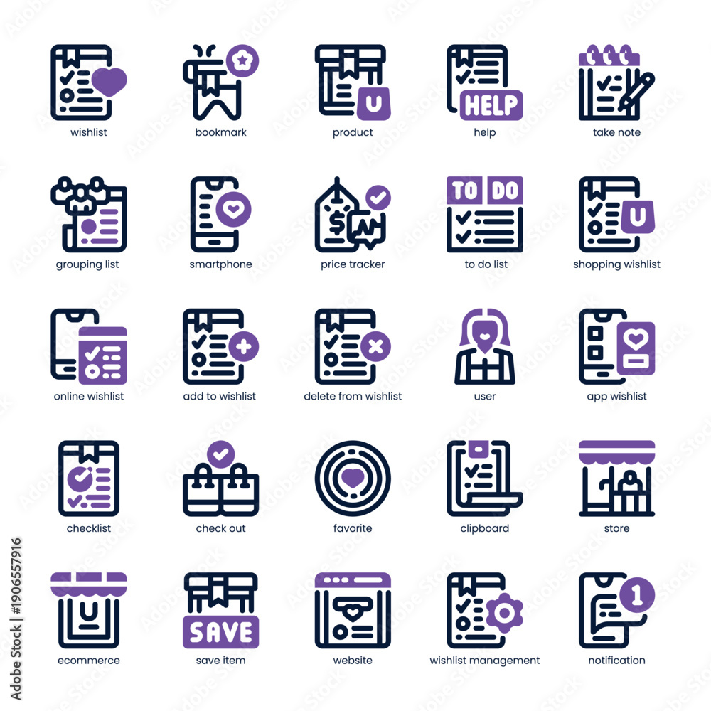 Fototapeta premium Wishlist Manager Icon pack for your website, mobile, presentation, and logo design. Wishlist Manager Icon dual tone design. Vector graphics illustration and editable stroke.
