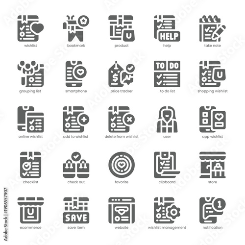 Wishlist Manager Icon pack for your website, mobile, presentation, and logo design. Wishlist Manager Icon solid design. Vector graphics illustration and editable stroke.