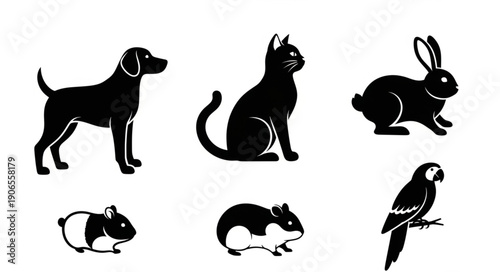 Collection of Silhouettes of Domestic Animals and Birds.