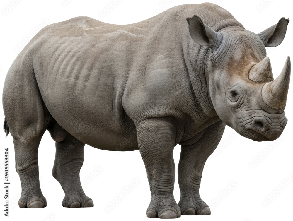 Fototapeta premium Majestic White Rhinoceros Standing Profile View