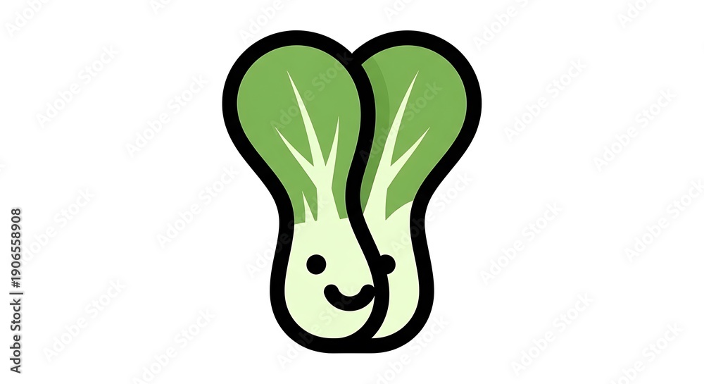 Obraz premium Cartoon Bok Choy Vegetable Illustration Smiling.