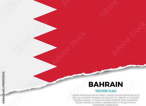 Flag of Bahrain. Creative Torn Paper Edge Effect on transparent background