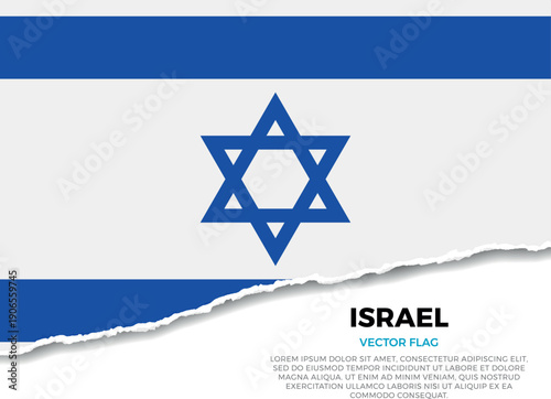 Flag of Israel. Creative Torn Paper Edge Effect on transparent background