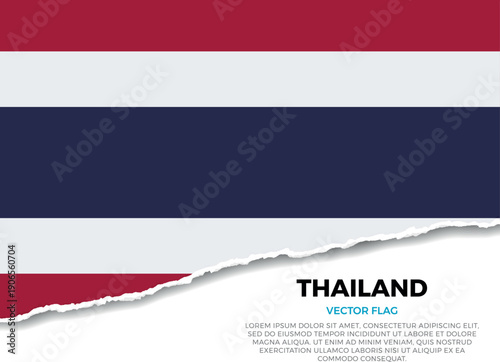 Flag of Thailand. Creative Torn Paper Edge Effect on transparent background