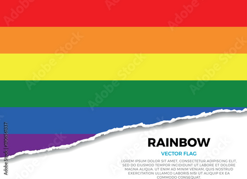 Flag of the LGBTQ. Peace symbol. Creative Torn Paper Edge Effect on transparent background