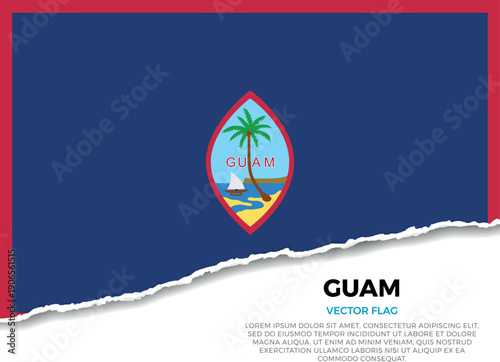 Flag of Guam. Creative Torn Paper Edge Effect on transparent background