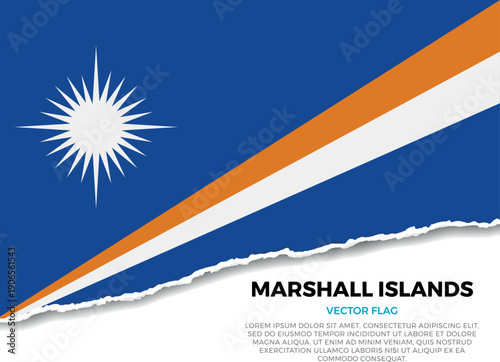 Flag of Marshall Islands. Creative Torn Paper Edge Effect on transparent background