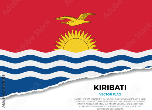 Flag of Kiribati. Creative Torn Paper Edge Effect on transparent background