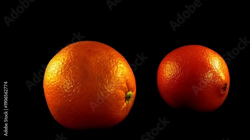 two oranges on black