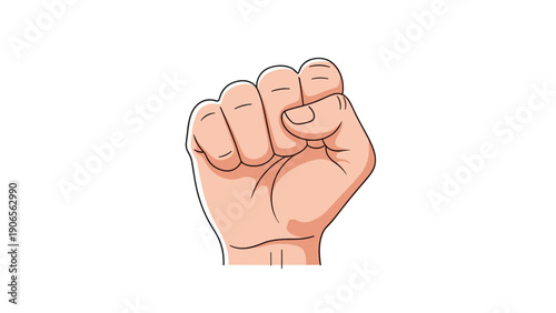 Strong clenched fist illustration represents power, solidarity, and determination in a simple and effective cartoon graphic style.