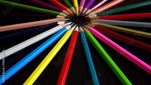 color pencils on black background