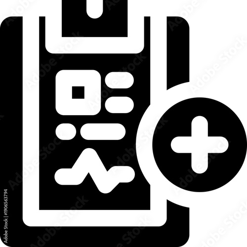 health check glyph icon. Strong and solid vector icon for websites, mobile interfaces, presentations, and visual branding. High quality and easy to edit.