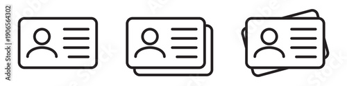 ID Card or Identification Card Icon Set for Employee Badge and Staff ID Design