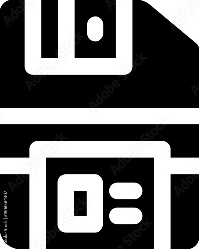 floppy disk glyph icon. Strong and solid vector icon for websites, mobile interfaces, presentations, and visual branding. High quality and easy to edit.