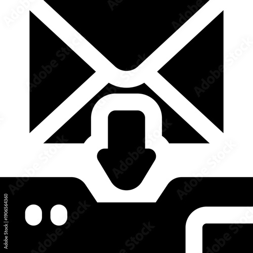 inbox glyph icon. Strong and solid vector icon for websites, mobile interfaces, presentations, and visual branding. High quality and easy to edit.
