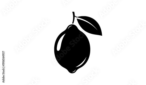 Minimalist lemon fruit black silhouette vector icon design
