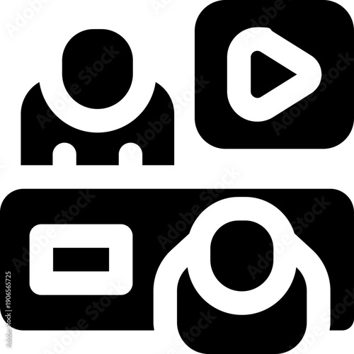 video interview glyph icon. Strong and solid vector icon for websites, mobile interfaces, presentations, and visual branding. High quality and easy to edit.