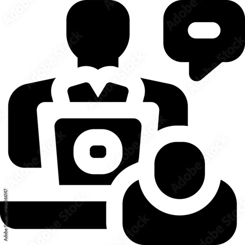 job interview glyph icon. Strong and solid vector icon for websites, mobile interfaces, presentations, and visual branding. High quality and easy to edit.