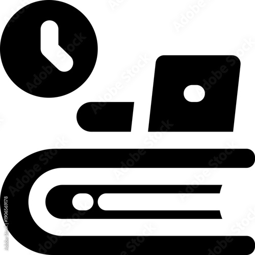 time to study glyph icon. Strong and solid vector icon for websites, mobile interfaces, presentations, and visual branding. High quality and easy to edit.