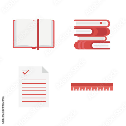 Literacy concept with open book stack of books and document for research and library study.