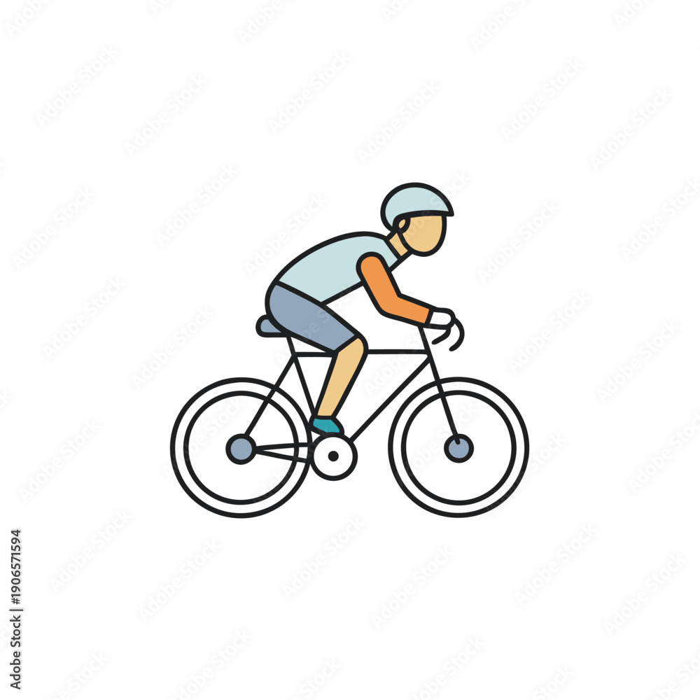 Fototapeta premium Cyclist riding bicycle cartoon vector illustration for sports activity