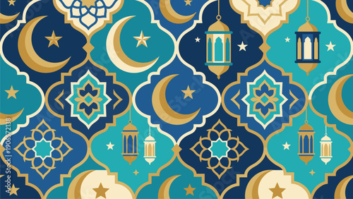 Islamic Geometric Pattern Background | Ramadan Mubarak Eid Mubarak Decorative Design