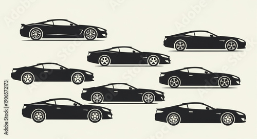 Collection of Sleek Black Sports Cars Illustrated.